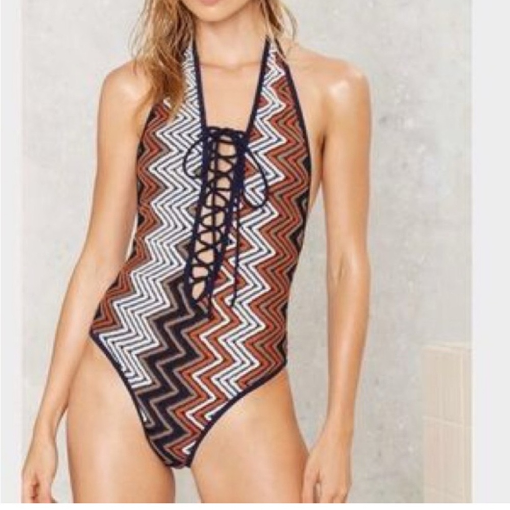Zigzag Halter Swimsuit